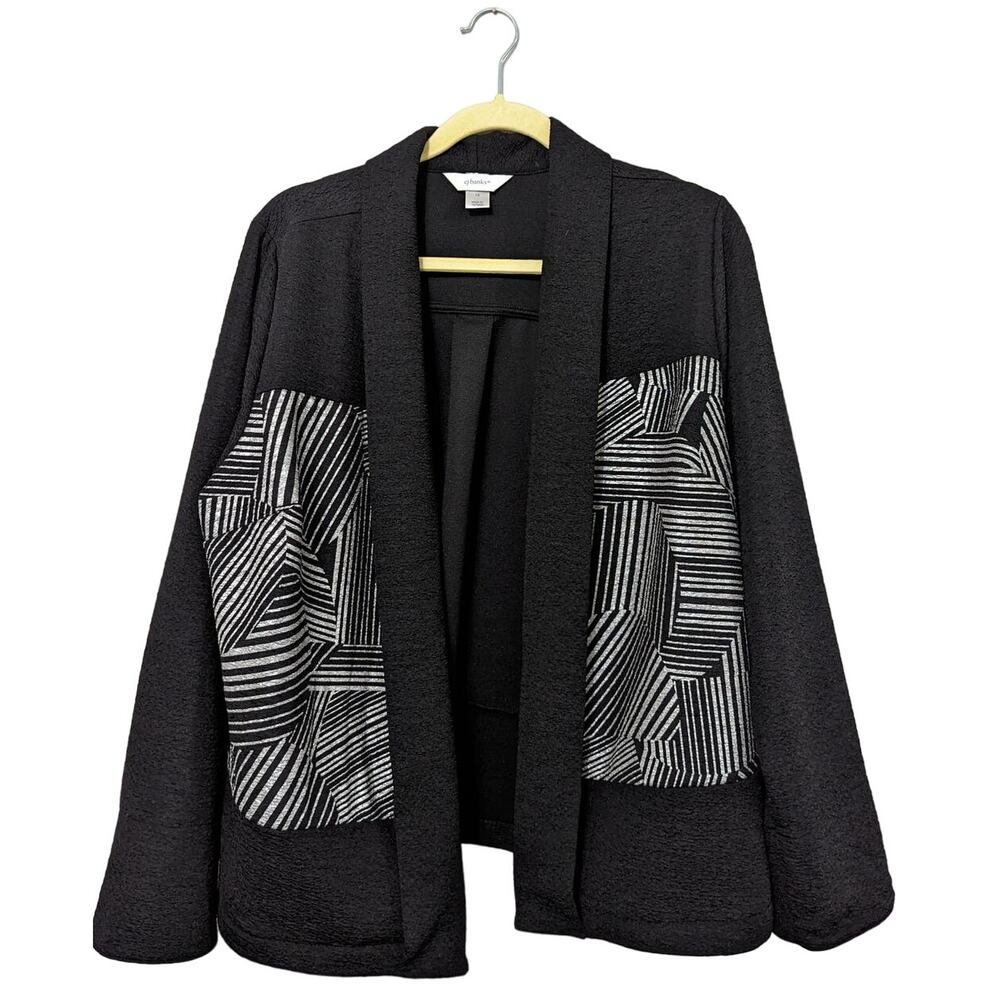 Women's CJ Banks Plus Size Black/ Silver Geometrical Design Dress Jacket Size 1X